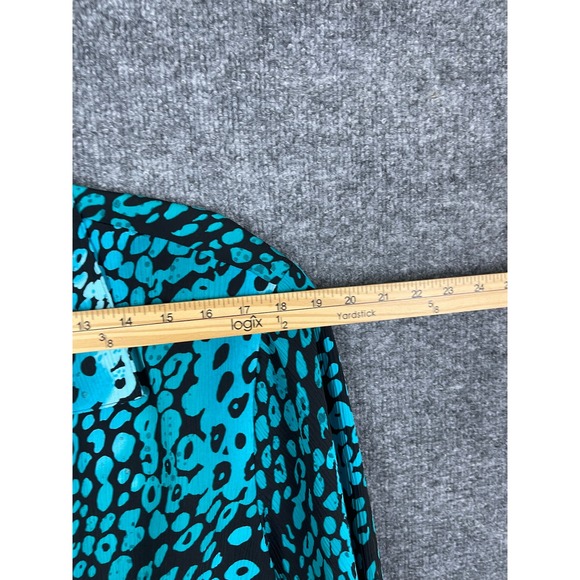 Kim Rogers Blouse Woman 3X Teal Black Excellent Animal Print 3/4 Sleeve Top - Picture 6 of 11